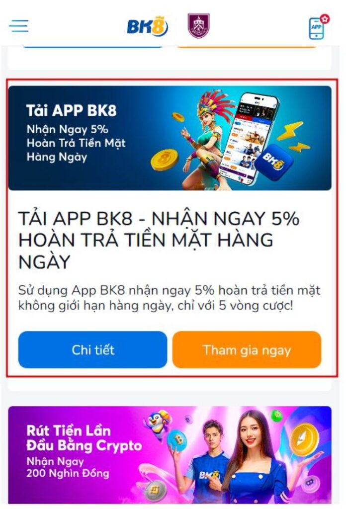 ưu đãi hấp dẫn khi tải BK8