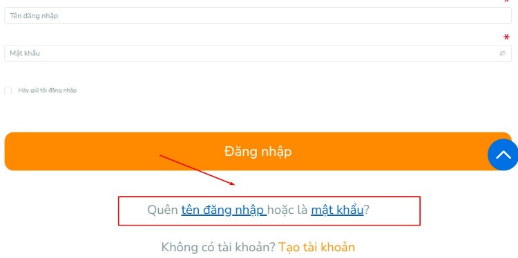 Quên tên đăng nhập và mật khẩu login BK8