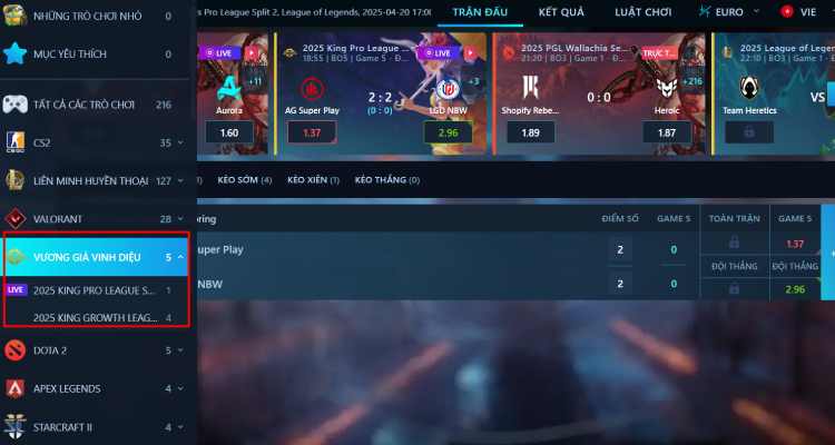 cá cược game Honor of Kings BK8