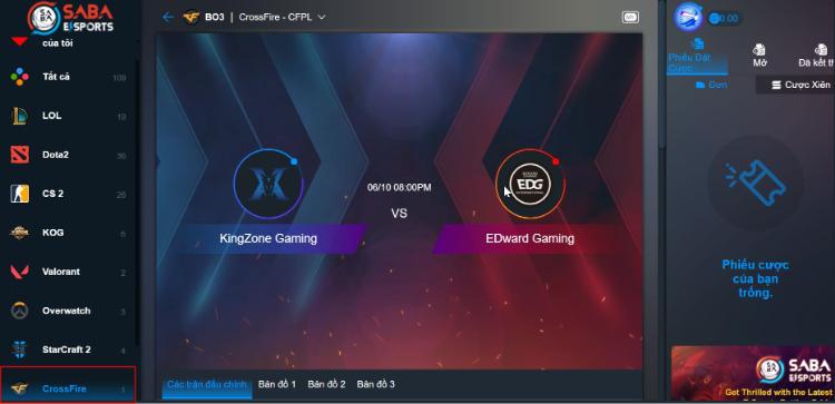 Ví dụ về cá cược Crossfire