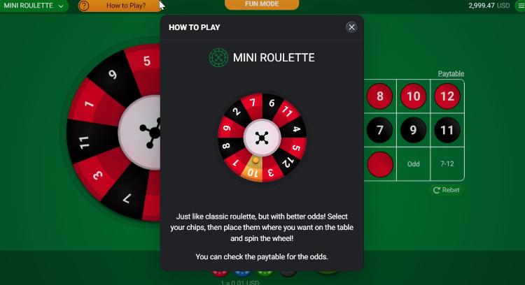 luật chơi mini roulette